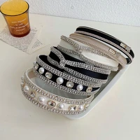 luxury rhinestone chain headband womens shiny full drill hairband korean hair band girl headwear hair accessories head hoop