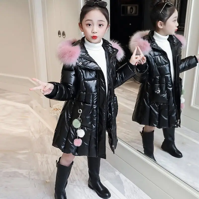 

New Winter Down Cotton Jacket Girls Waterproof Hooded Coat Children Outerwear Clothing Teenage 4-13Y Clothes Kids Parka Snowsuit