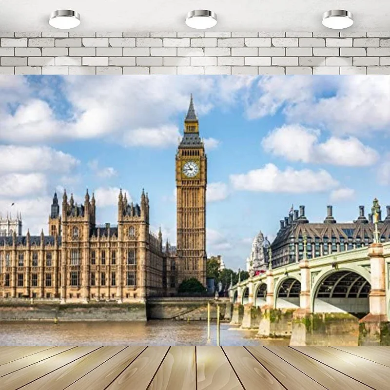 

Big Ben England Parliament House Westminster Bridge London Photography Backdrop Happy Birthday Party Background Banner Decor