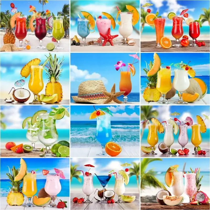 

Картина по номерам CHENISTORY, рисунок «сделай сам» в виде фруктового напитка, холст, ручная роспись маслом по номерам, летняя фотография
