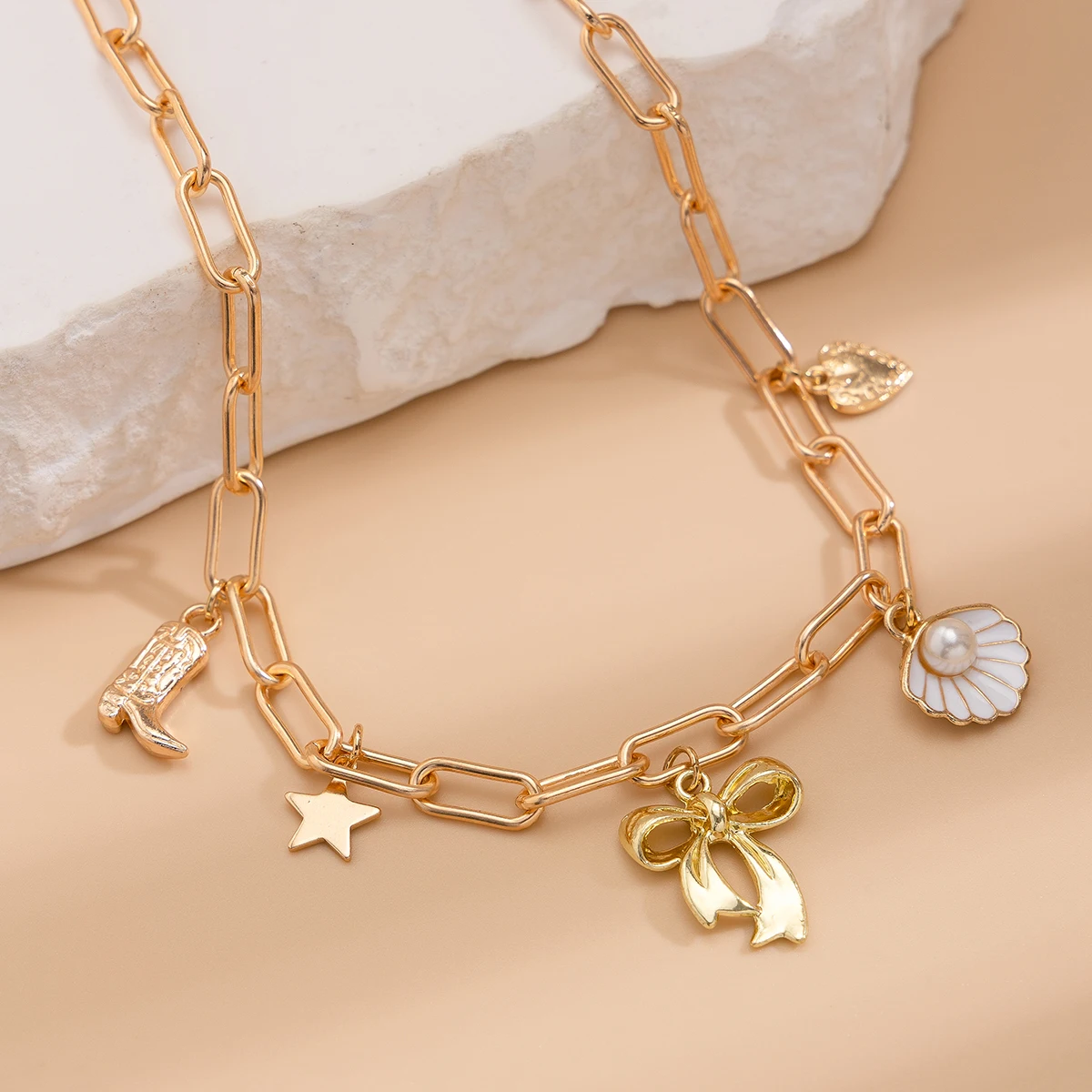 Ingemark Kpop Женское Колье-колье С Подвеской В Виде Ракушки Со Звездой И Сердечком Y2K