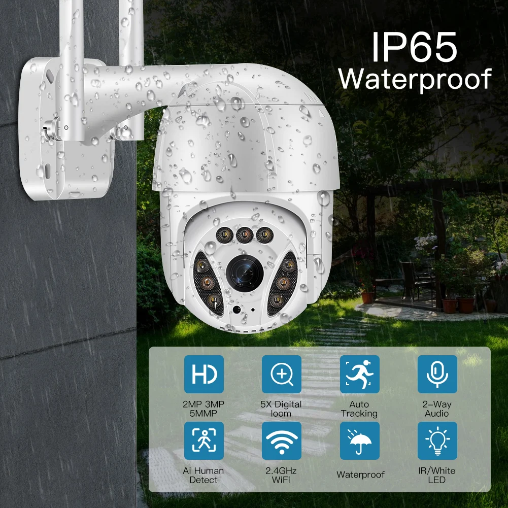 

5MP Security Wifi Camera Wireless Outdoor Waterproof Automatic Tracking Surveillance CCTV Camera Motion Detect Baby Pet Monitor