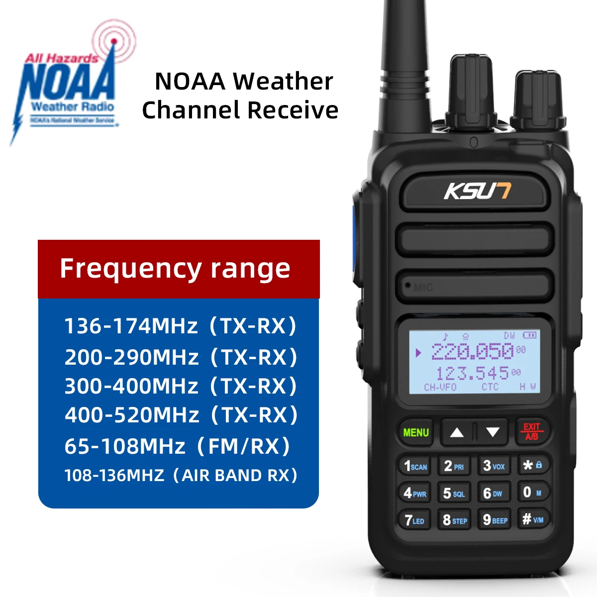 Multiband Radio NOAA Air Band Receiver Amateur Communication Portable Ham Radios Wireless Set Device Two-Way Radio Walkie Talkie