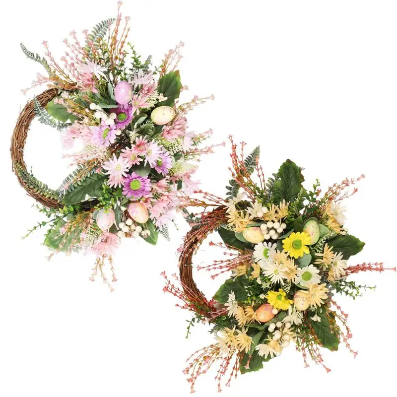 

Easter Wreath Artificial Pendants With Pastel Eggs Simulation Hanging Front Door Garland Festival Parties Gift Home Decoration