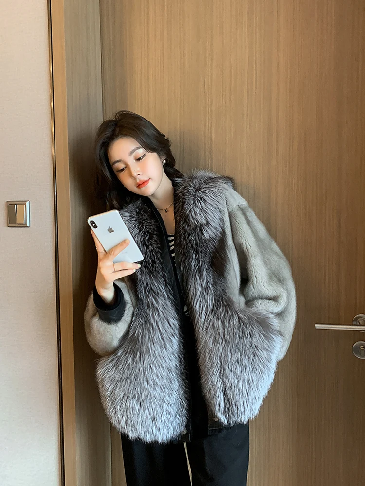 New 2022 Winer Real Fox Fur Jacket Women Fashion Warm Female Short Real Mink Fur Coat 100% Natural Importe Mink Fur Coats