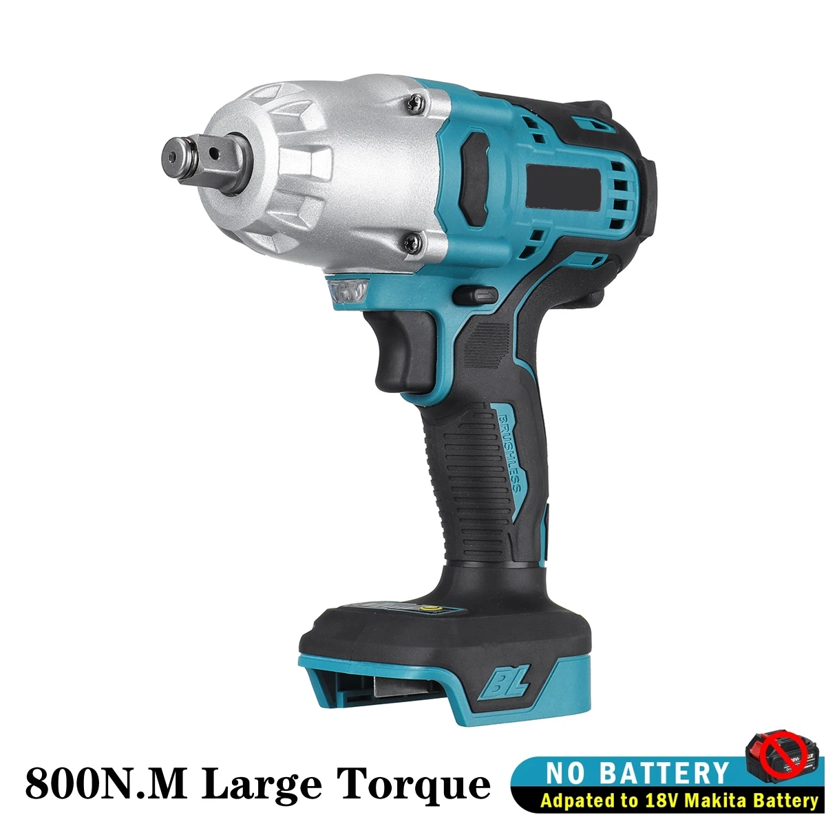 800N.m Real Torque Brushless Electric Impact Wrench W/ 4 Gears Adjustable 1/2 Inch Car Repair Tool Compatible Makita 18V Battery