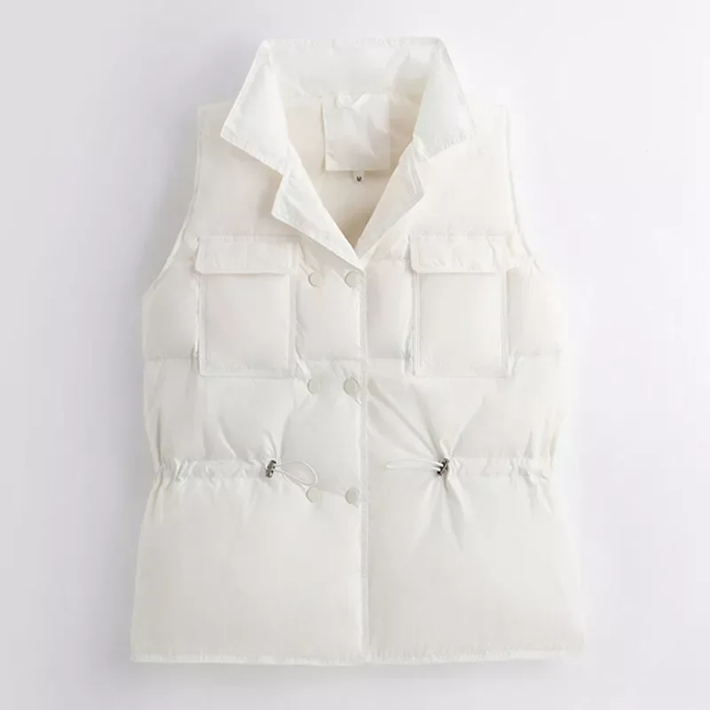 New2022 Waist Ultra Light Women Short Down Vest Windproof Lightweight Warm Waistcoat Female Sleeveless White Duck Down Coat