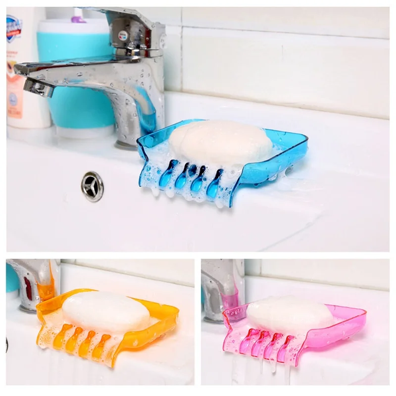 

1pc Creative Waterfall Soap Holder Non Slip Soap Box Toilet Shower Tray Draining Rack Bathroom Accessories Home Soap Dishes Sale