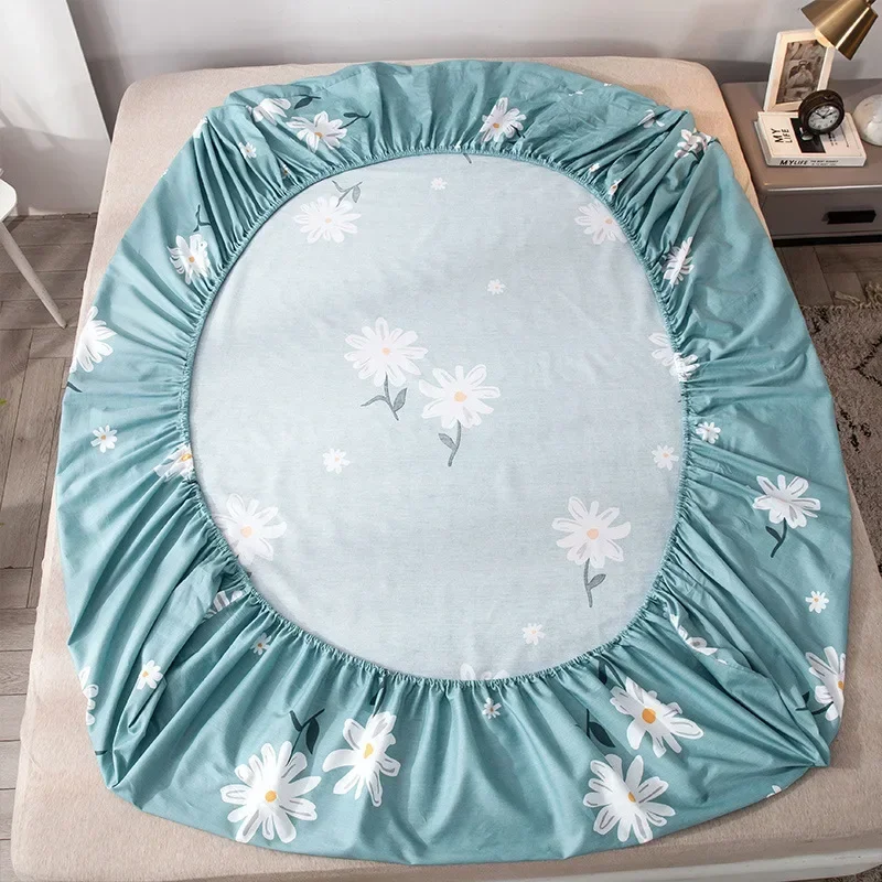 Drap 100% coton fleurs de lit une piece ravss Double Queen Size rose doux