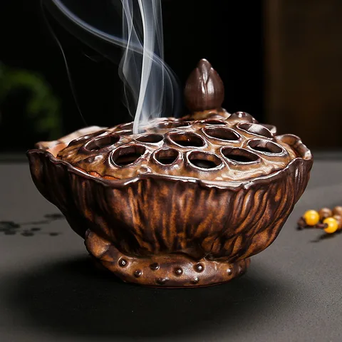 Креативное домашнее украшение в китайском стиле с керамической лампой в форме лотоса