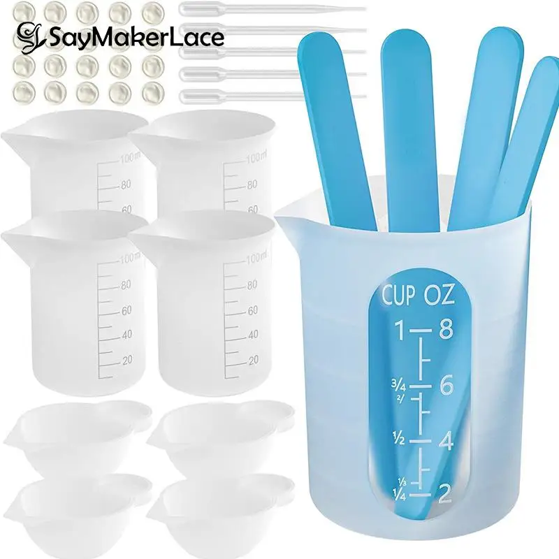 

1/10PCS 30ML-250ML Silicone Stirring Measuring Cup Split Cup DIY Epoxy Jewelry Making Tools Glue Mixing Cups Stirring rods