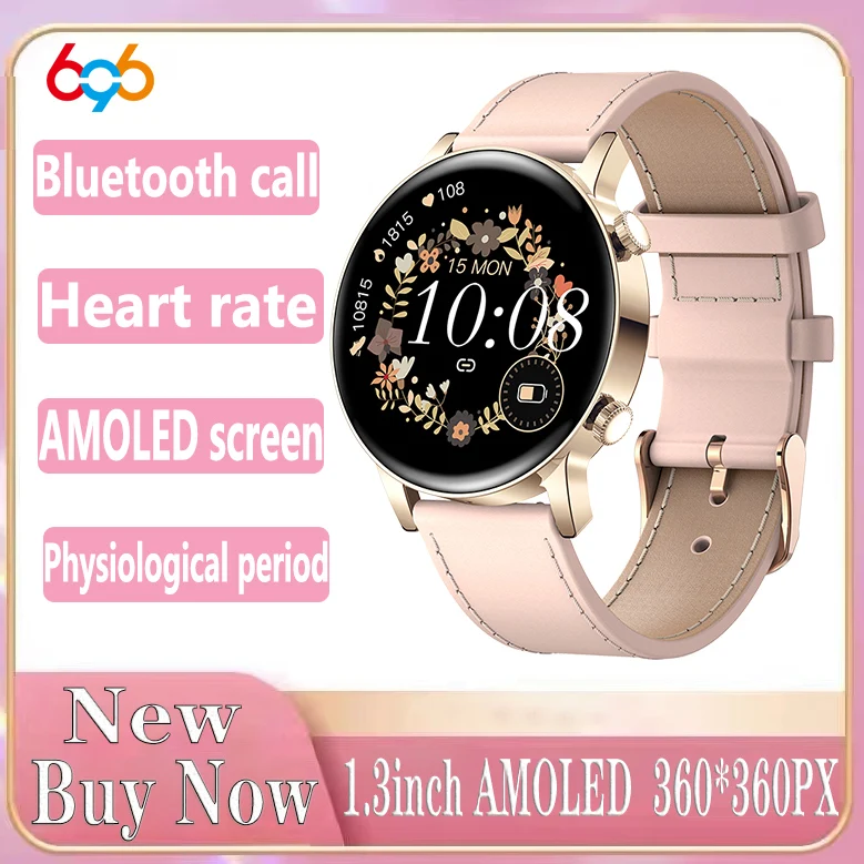 

Смарт-часы AMOLED 1,3 дюйма, унисекс, с Bluetooth, Полноразмерным экраном HD, 360*360