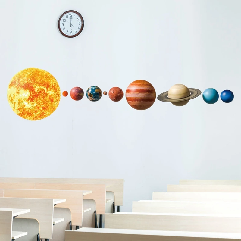 

Solar System Planet Wall Stickers Watercolor Nursery Wall Decals DIY Cartoon Space Neutral Wall Decoration For Kids Room