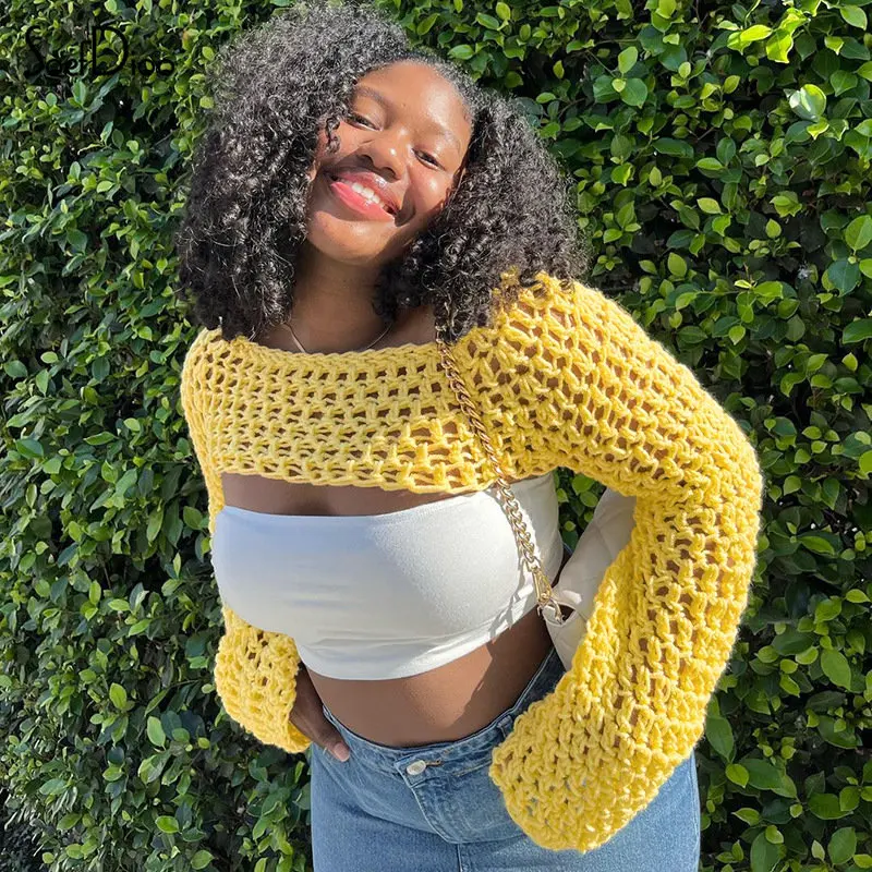 

Женский трикотажный свитер Soefdioo, желтый винтажный пуловер с круглым вырезом и длинным рукавом, шикарные топы, осень 2022, уличная одежда