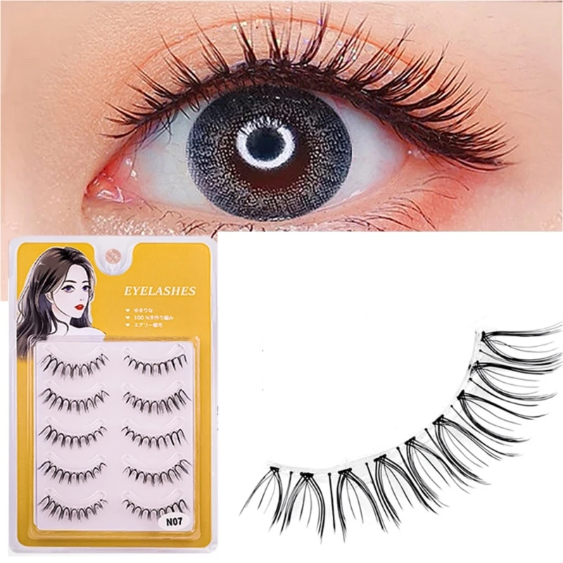 

False Eyelashes Clear-Band Natural Wispy Strip Lashes Wispy Cat-Eye Fake Lashes