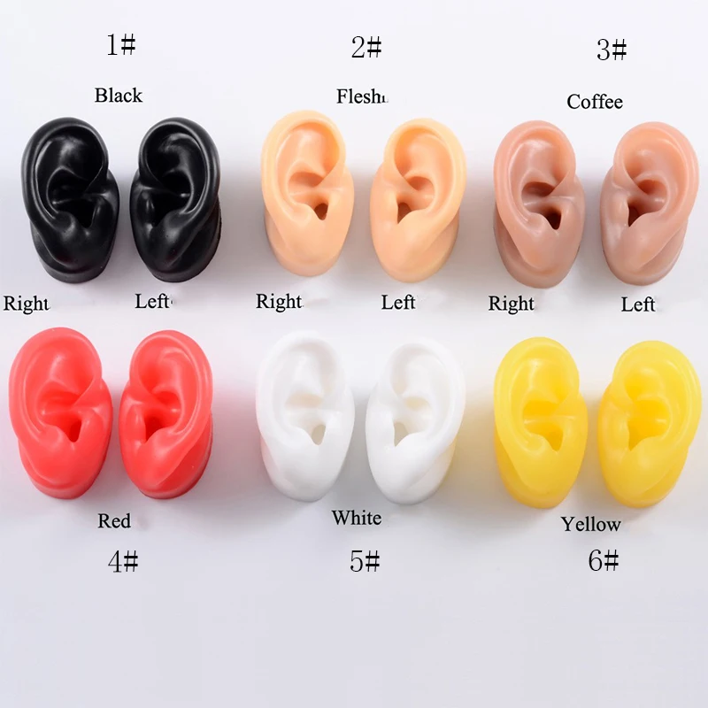 1Pair Simulation 1:1 Soft Silicone Ear Model Practice Piercings Tools Jewelry Display Teaching Accessories Display Stand Kit