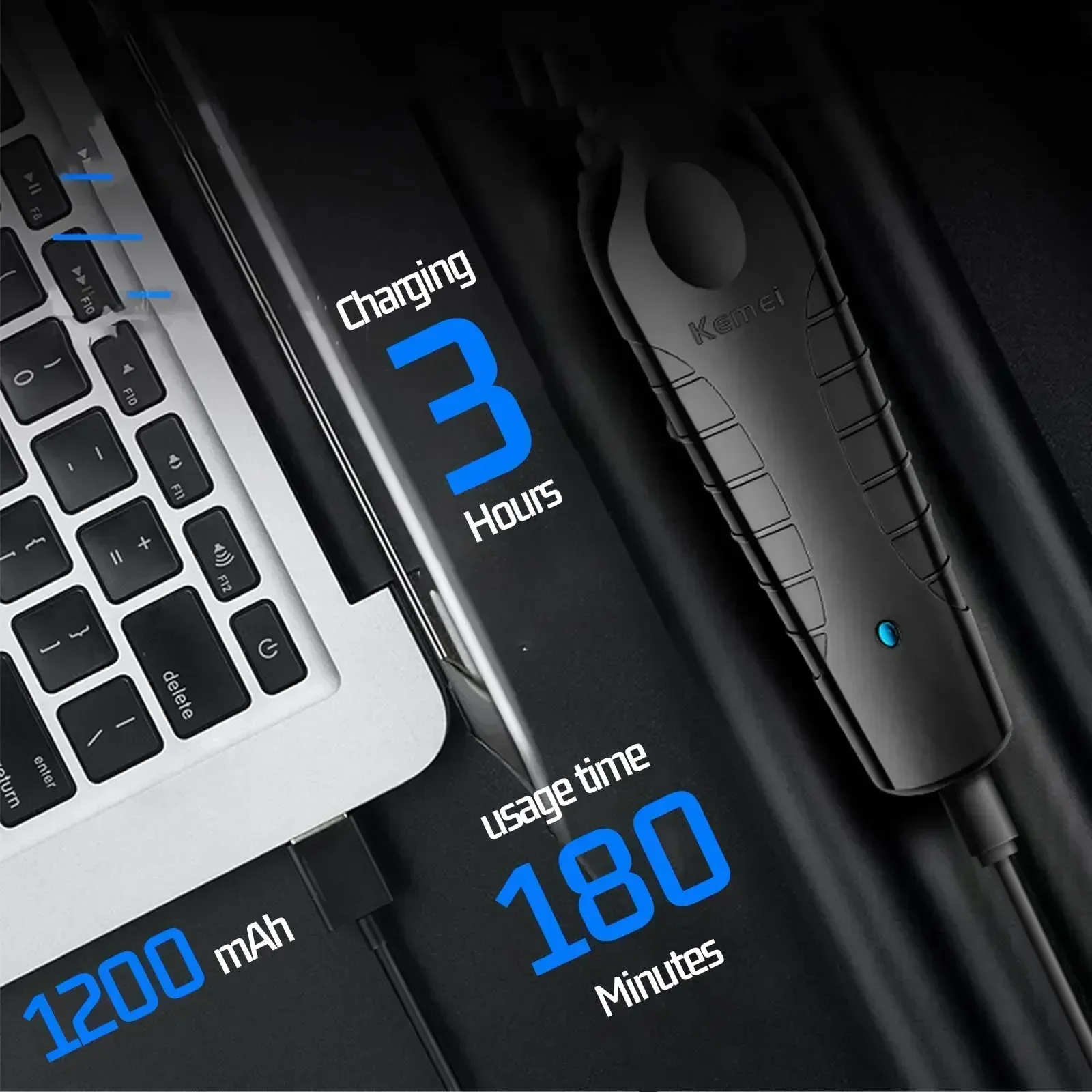 Черные машинки для стрижки волос от KEMEI мужчин беспроводные профессиональные