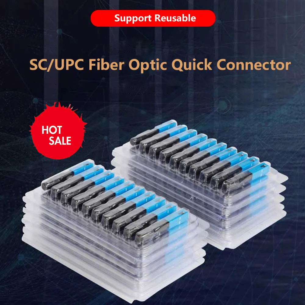 50pcs FTTH SC single-mode fiber optic SC UPC quick connector Fiber Optic Fast Connector