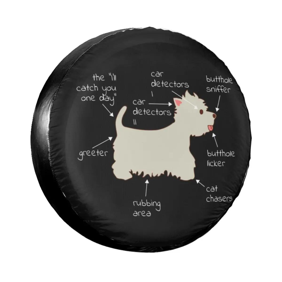 

Custom Westie Dog Anatomy Spare Tire Cover for Jeep Pajero West Highland White Terrier Car Wheel Protectors 14" 15" 16" 17" Inch