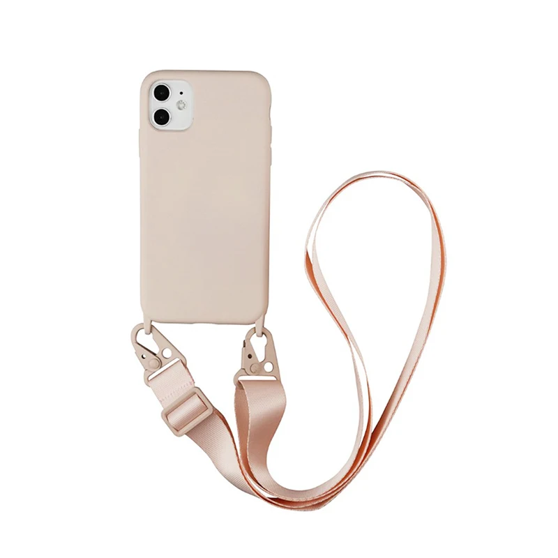 

Luxury Silicone Chain Necklace Phone Case For iPhone 12 11 Pro Max 7 8 Plus X XR XS Max Lanyard Neck Strap Rope Cord Back Cover