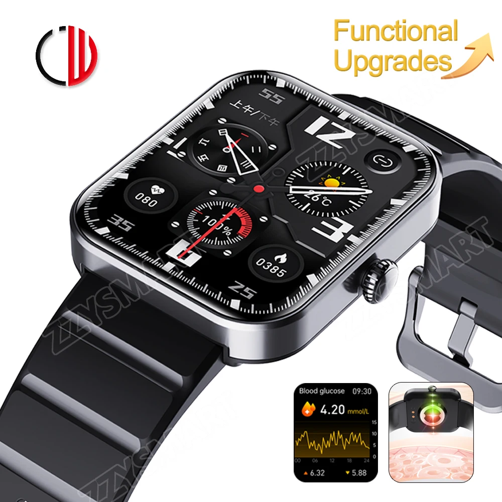 

ZZYSMART Smart Watch 24 Hour Blood Glucose Pressure Oxygen 2023 New Smartwatch Men Women 1.9 Inch 50+ Sport For Android IOS