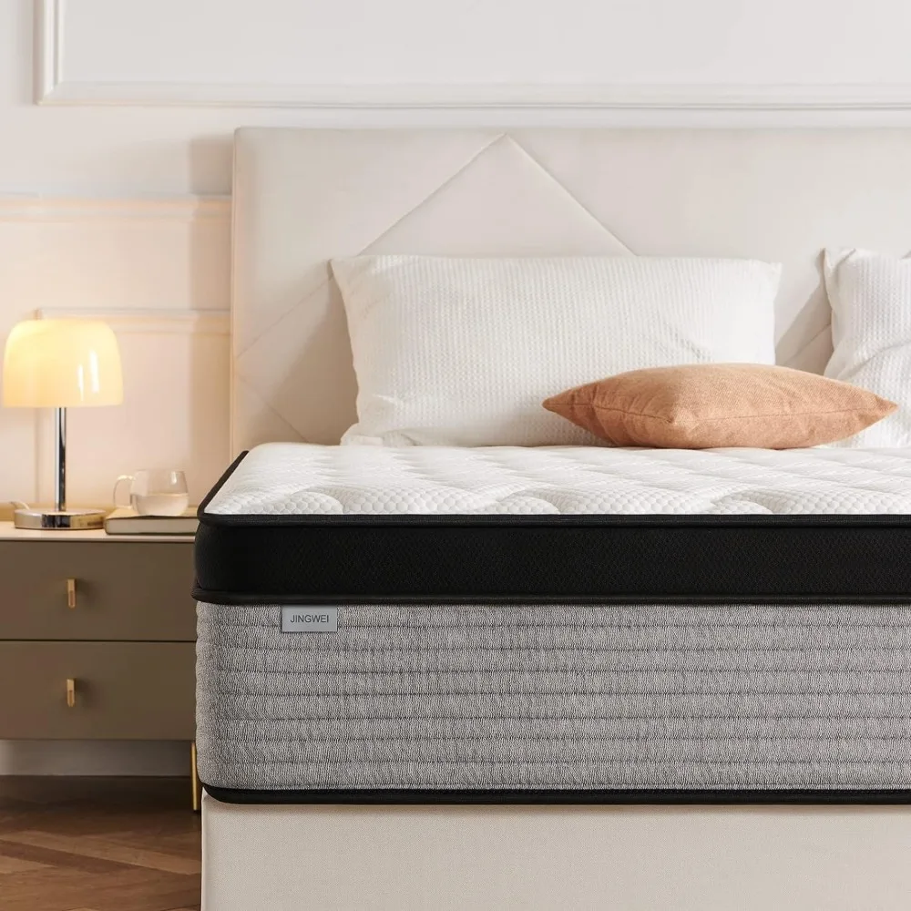 

12 Inch Innerspring Hybrid Mattress in A Box, Individually Pocket Coils for Motion Isolation & Cool Sleep, Bed for Back Pain