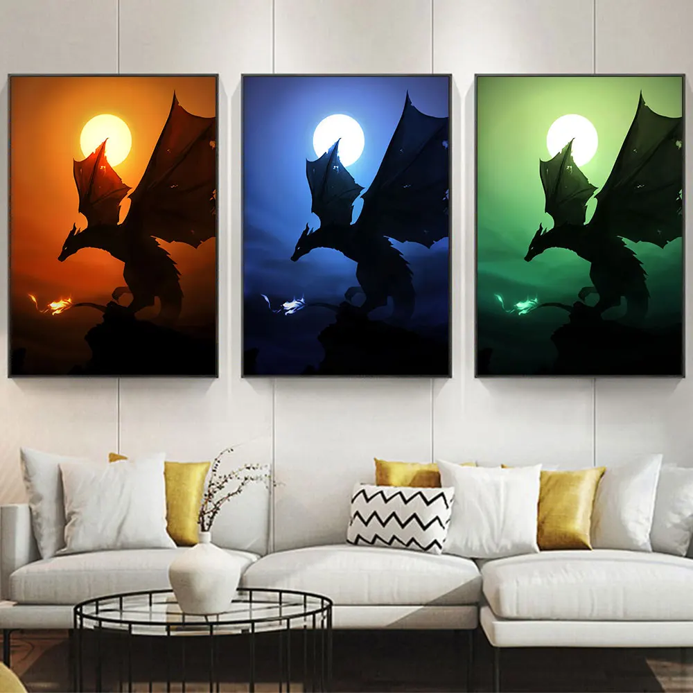 

Anime Peripheral Posters Dragon Canvas Painting Wall Prints Art Abstract Modern Decorative Picture for Room Cartoon Decor Gifts