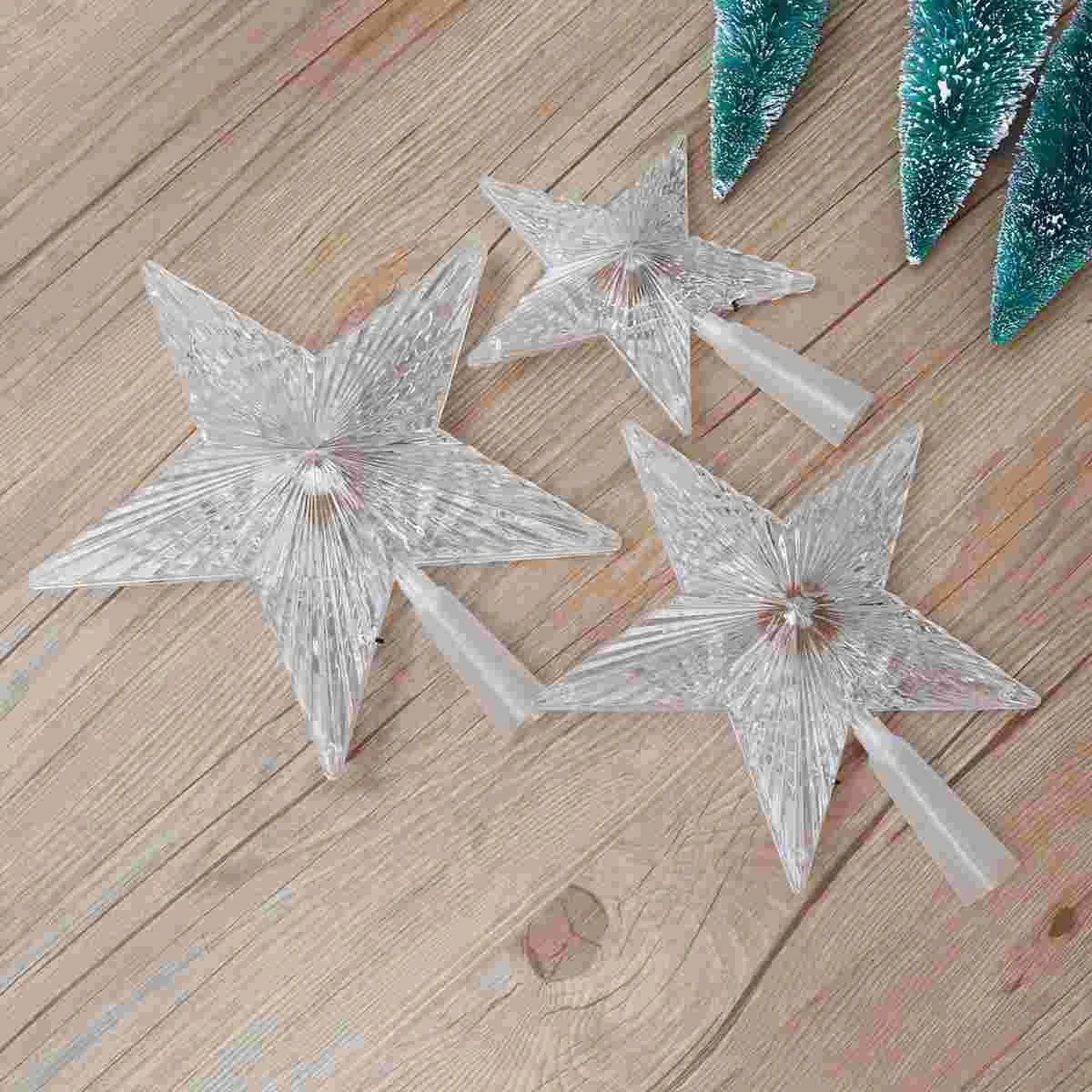 

Christmas Star Tree Toppers Lights: 3pcs Glowing Treetop Pentagram Star Ornaments for Holiday Home Decoration