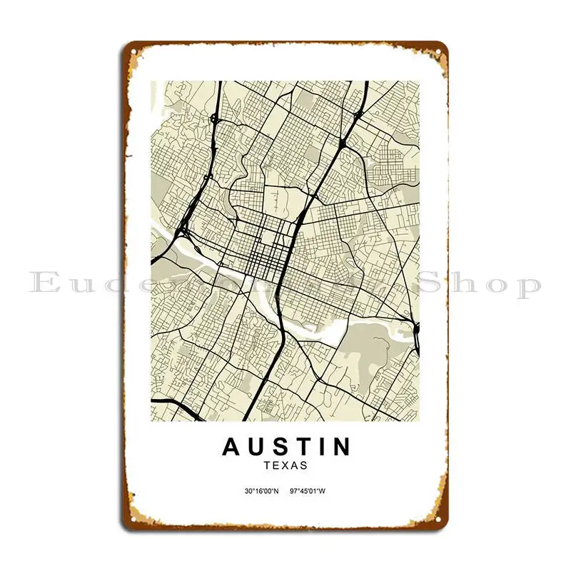 

Остин Техас классическая Карта металлические знаки ржавый клуб бар классический жестяной знак плакат
