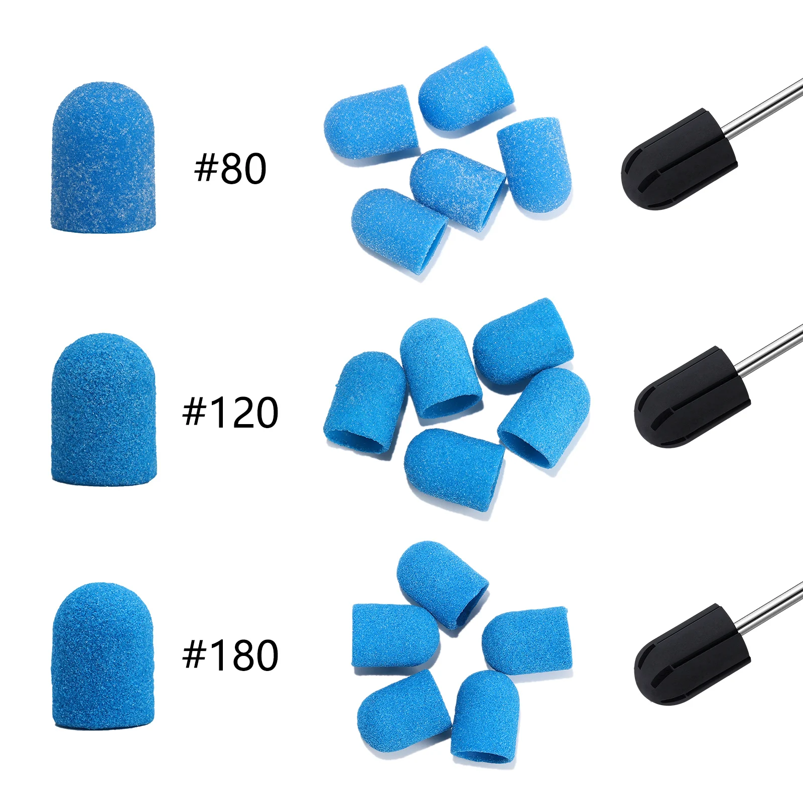 10*15/13*19 Blue Nail Sanding Cap  Professional Grinding Caps Pedicure Sanding Band Block for Foot Care Nail Polishing Rubber
