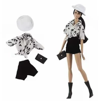 classic white black office lady work wear suit 16 bjd clothes for barbie doll accessories pink coat jacket skirt hat kids toys
