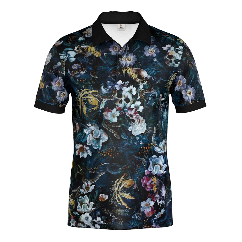 

New Animal Hip-hop Rock Portrait Print Polo Shirt Ancient Style Men's Short Sleeve Fashion Summer Casual Men's Button Up Shirt