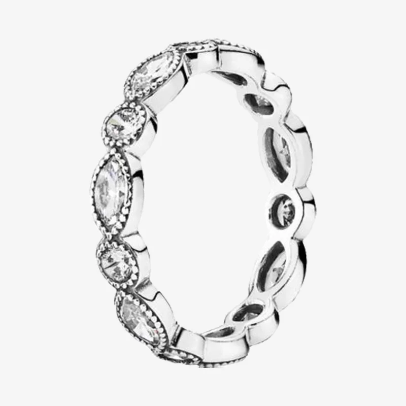 

925 Sterling Silver Pan Ring Classic Ring With Crystal Cz Ring For Women Wedding Party Gift Fashion Jewelry