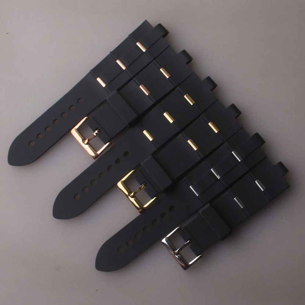 Ремешок для часов Bvlgari резиновый ремешок 22 мм 24 черный силиконовый с приподнятым