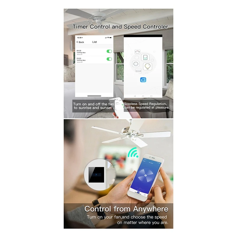 Сенсорный переключатель управления скоростью вентилятора Wi-Fi Smart Deluxe с
