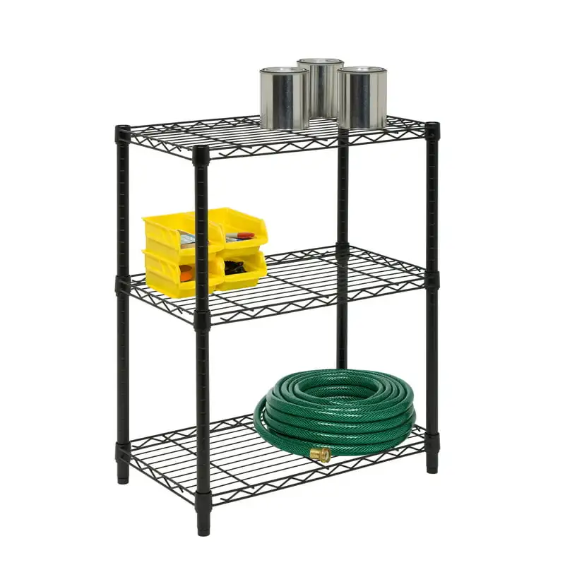 

Heavy Duty Adjustable Shelving Unit With 250-Pound Shelf Capacity, Black,Shelves & Shelf Units Black,Steel