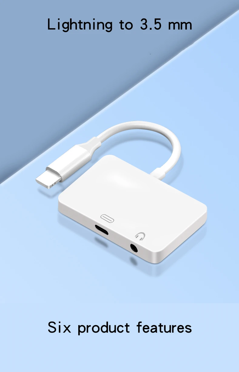 Splitter Iphone Lightning Jack 3.5mm Converter for Iphone Adapter Lightning Charging Apply to broadcast equipment