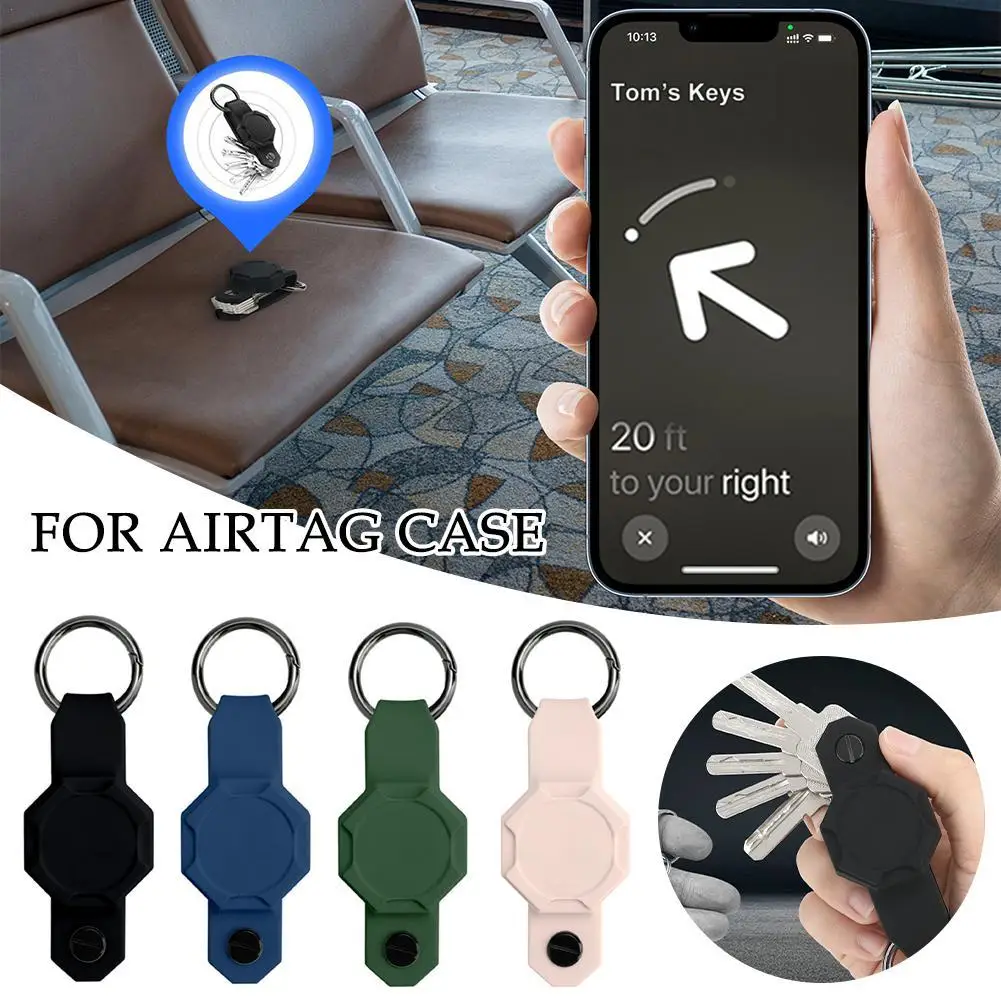 

1Pc Leather Case Silicone Keychain Protective Cover for Apple Airtag Accessories Tracker Locator Device Anti-lost Holder Bumper