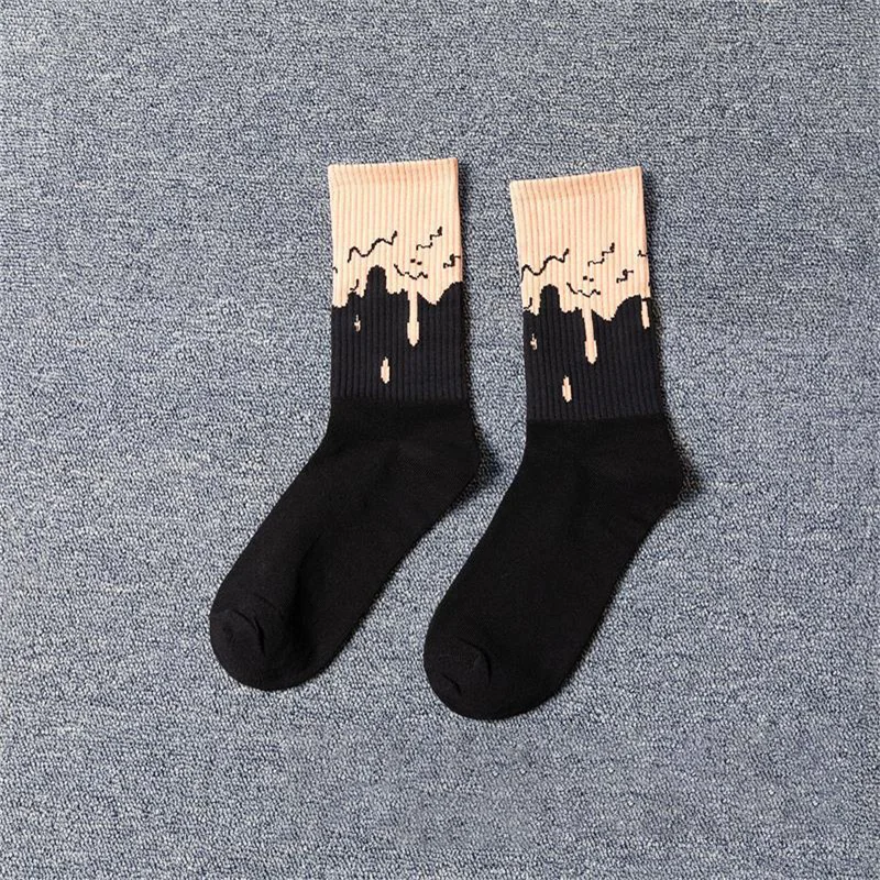 Solid Colors Needles Knitting Striped Cotton Socks Women yellow blue black Japanese Loose Socks High School Girls Harajuku Socks
