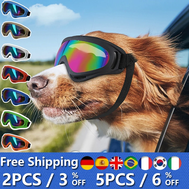 

Dog Goggles Adjustable Sunglasses Swimming UV Sun Glasses Eye Wear Protection Snowproof Windproof Dog Outdoor Travel Supplies