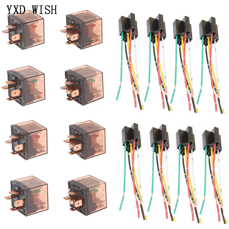 

10 шт. водонепроницаемая автомобильная релейная розетка постоянного тока 12 В 24 В 5 контактов 80 А 100 А автомобильное реле SPDT автоматический переключатель управления реле с розеткой реле