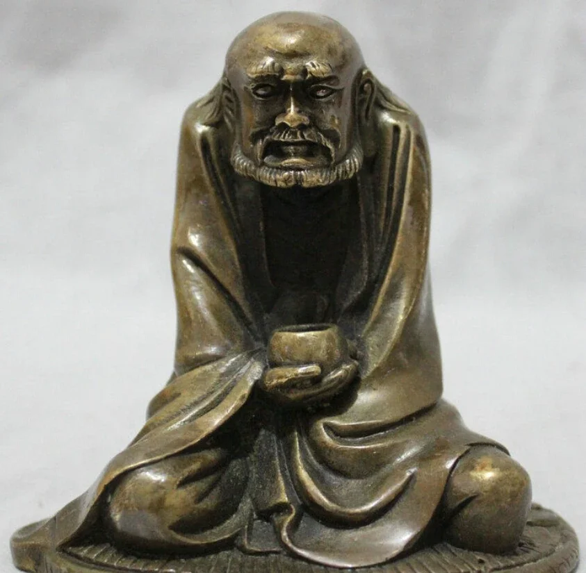 Китайское бронзовое буддийское сиденье Архат Думо Бодхиidhарма Дхарма Статуя