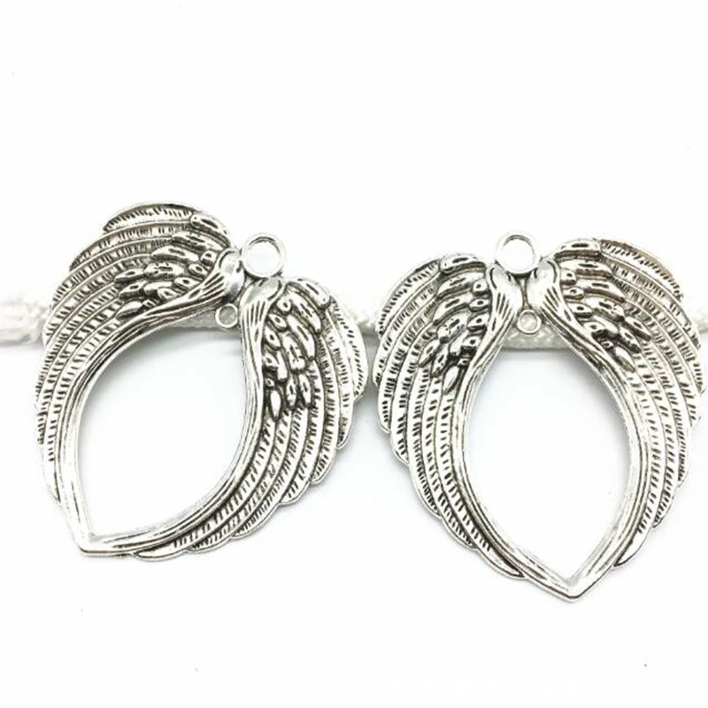 Античный сплав большая толстовка с капюшоном, надписью «Angel» и принтом «крылышки подвески в форме сердца для браслетов и ожерелий бусина для изготовления украшений формы, бренд, сделай сам, 74x69 мм 10 шт
