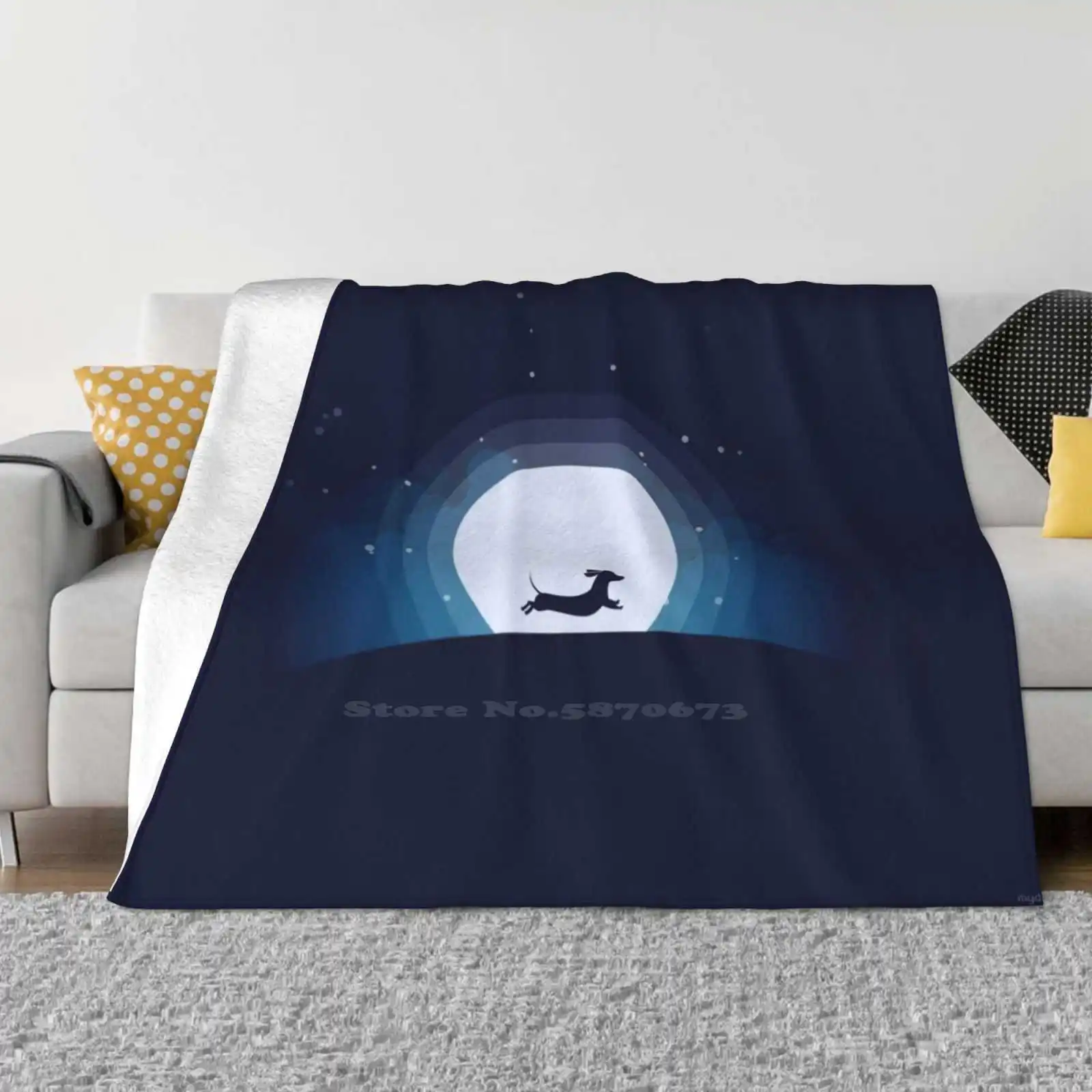 

Doxie On The Moon New Selling Custom Print Flannel Soft Blanket Running Moon Night Woxie Wienerdog Dog Mom Dog Parent Mother Of