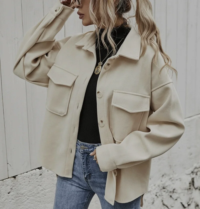 Женские повседневные рубашки модная однотонная шерстяная рубашка с длинным