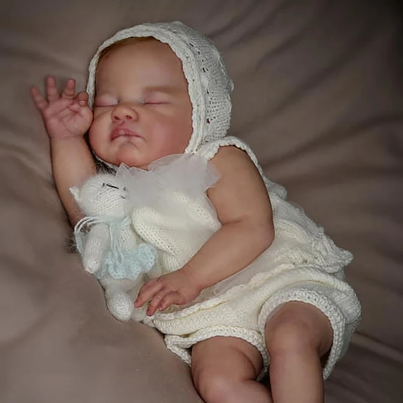 Продажа Кукла реборн уже окрашенная 21 дюйм, детали Август, милый Спящий ребенок, 3D-рисунок с видимыми венами, ткань для тела в комплекте