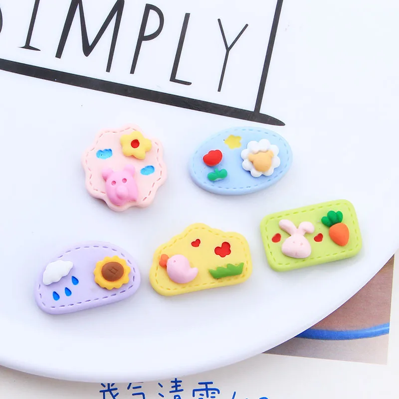 

Kawaii Cartoon Rural Style Flatback Resin Cabochon Scrapbooking Fit Hair Bows Center Embellishments DIY Phone Decor Home