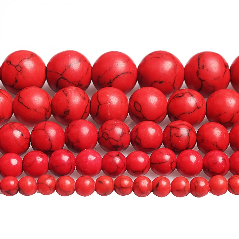 

Synthetic Stone Beads Red Turquoises Stone Beads Round Loose Beads 4 6 8 10 12mm Beads For Diy Bracelet Necklace Jewelry Making