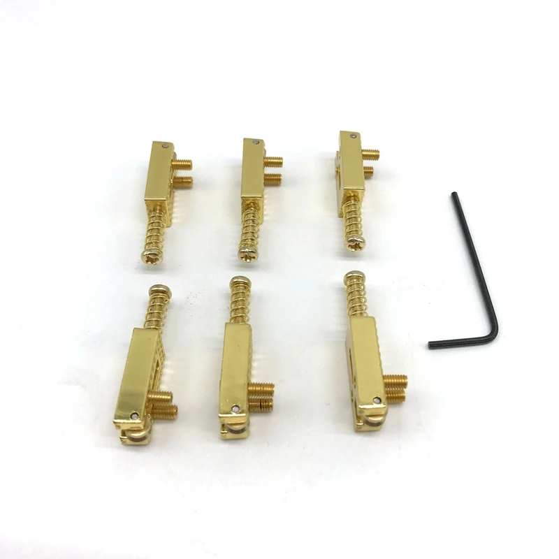 6Pcs Electric Guitar ST Roller Bridge Tremolo Saddles With Wrench For Stratocaster Telecaster Gold