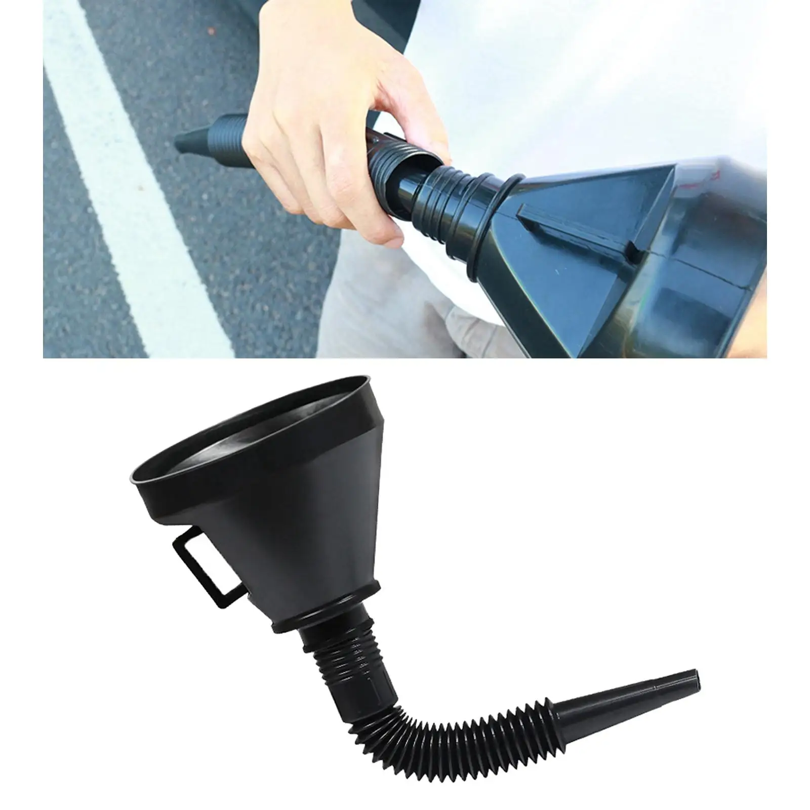 

Gasoline Fuel Funnel with Handle, Collapsible Spout Fits filter Refueling Funnel Heavy Duty Durable Multi Purpose Accessories